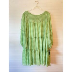 Maison Tara Women's Gingham Green A-Line Dress NWT Size 22W